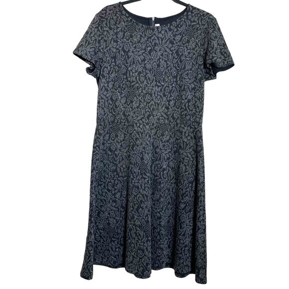 Loft A-line Modest Floral Knit Midi Dress Women's Sz 12 - Picture 1 of 7
